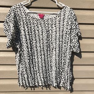 Sunny Leigh Polka Dot Ruffle Blouse Petite M